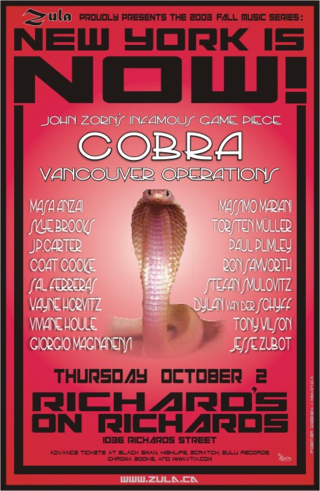 New York Is Now! -- Cobra: Vancouver Operations -- 10.02.03 -- Richard's on Richards